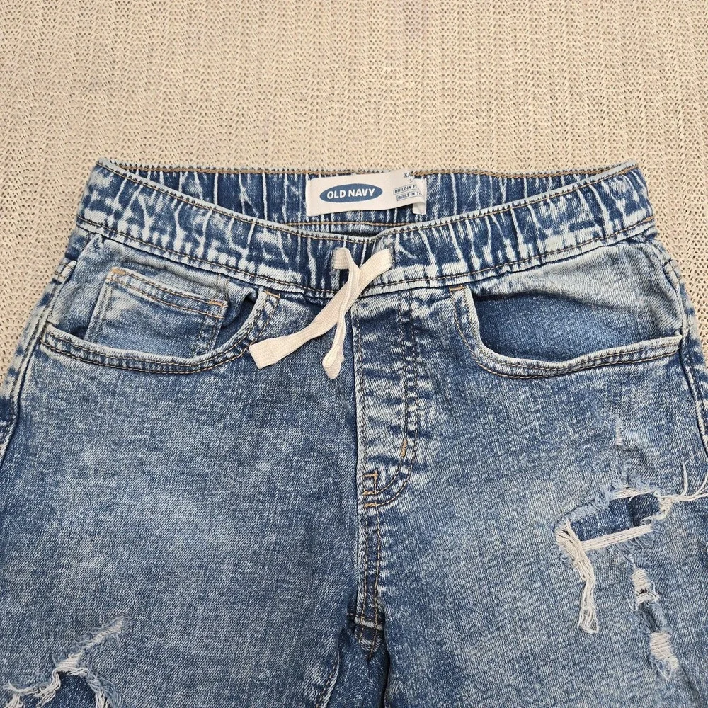 Old Navy Shorts Boys Medium 8 Blue Karate Built-In Flex Max Denim Distressed